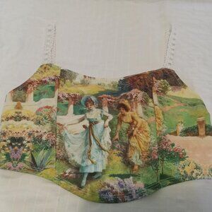 Pretty camisole top redesigned with lace straps, beautiful printed image